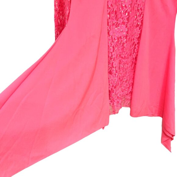 Body Wrappers Drapey Lace Panel Tunic Top Sparkly Rose Pink M #629 Praise Dance - Picture 7 of 12